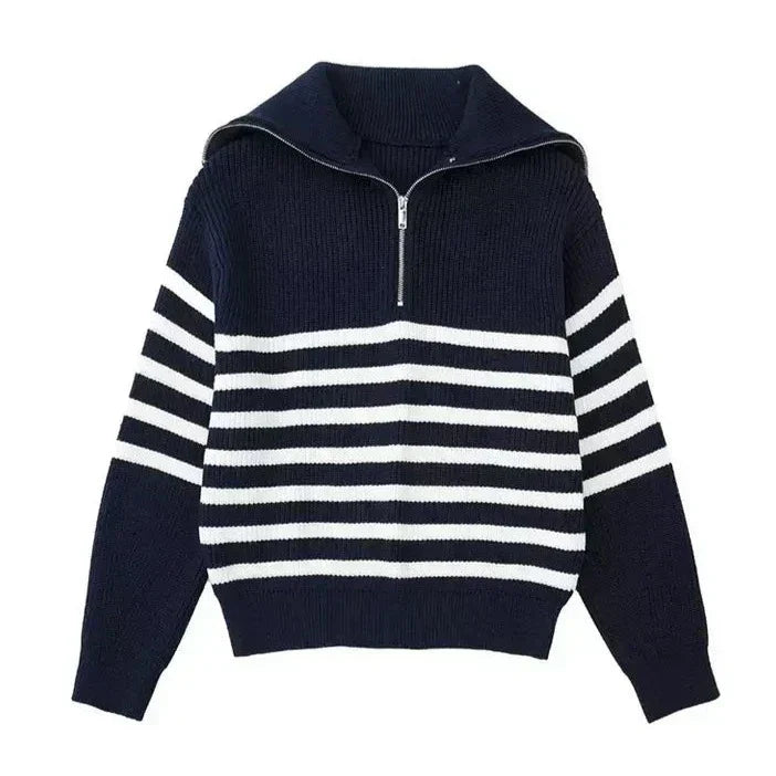 Cazel | Pull zippé rayé