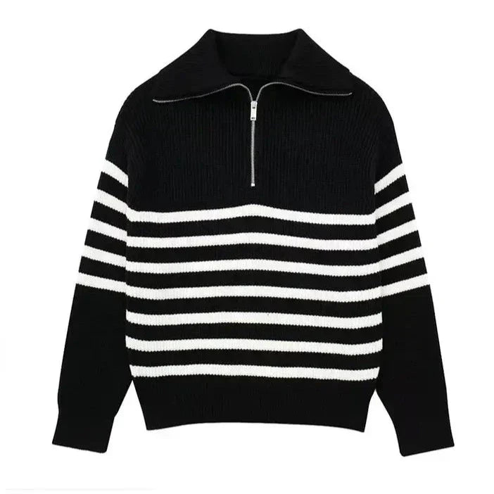 Cazel | Pull zippé rayé