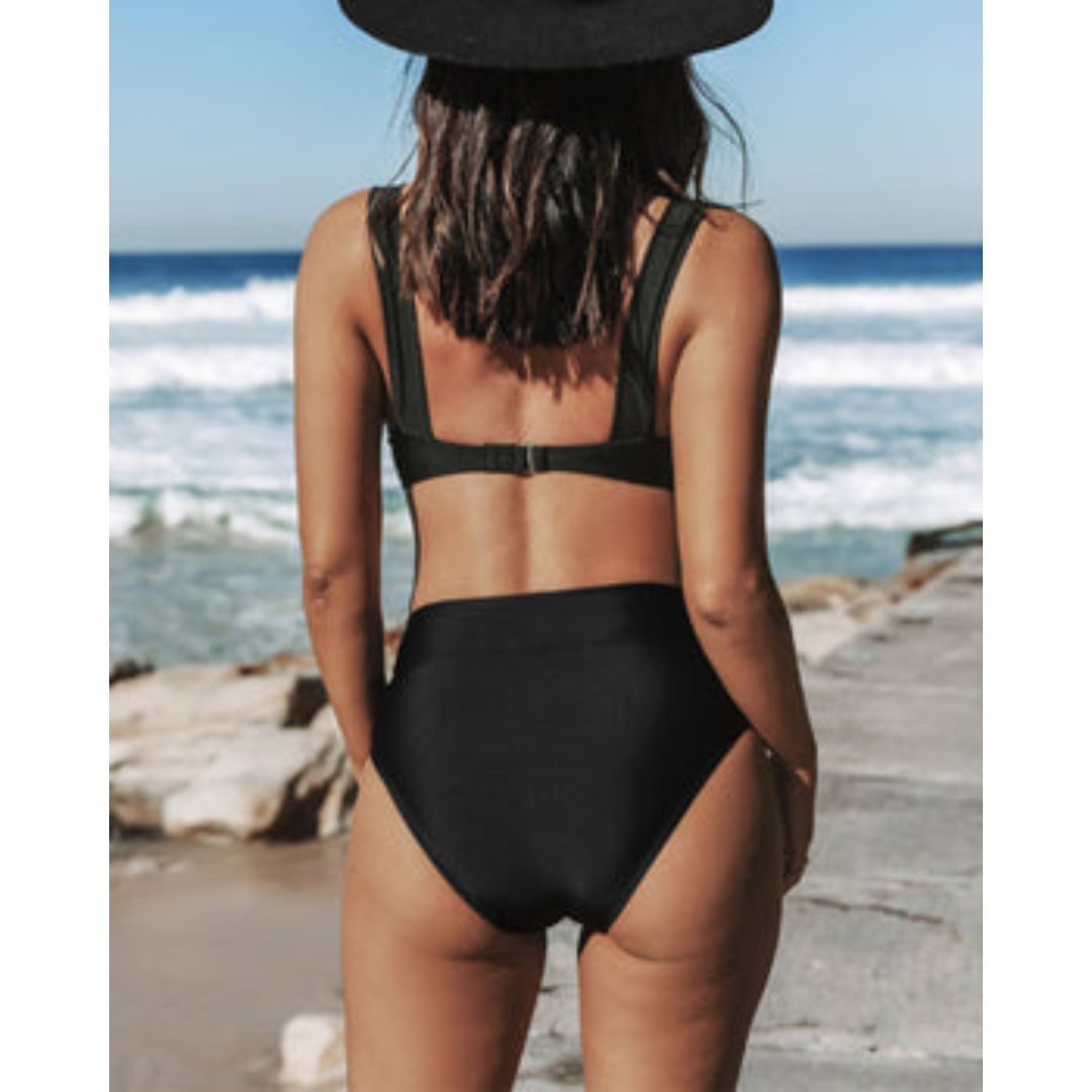 Hilde - Maillot de Bain Uni à Taille Haute