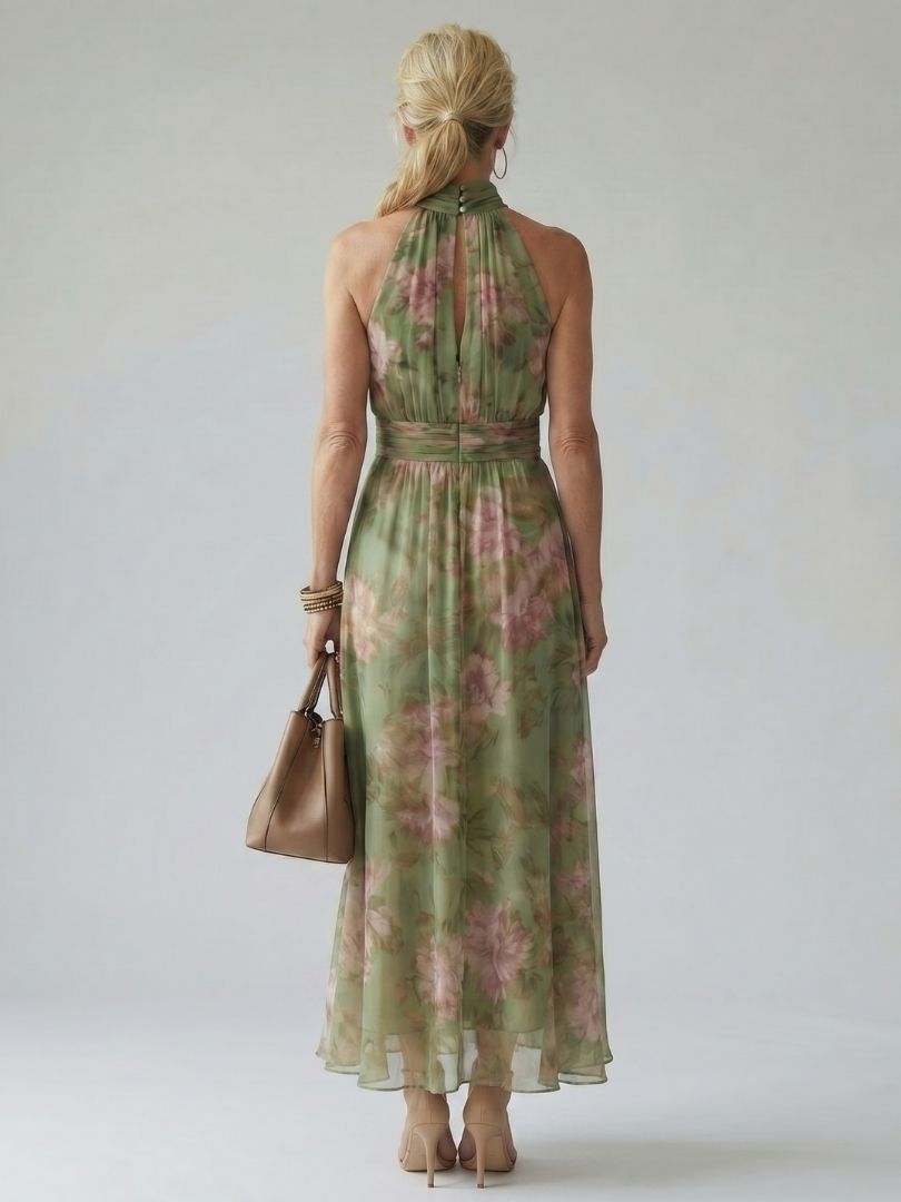Jelena | Robe midi avec décolleté halter
