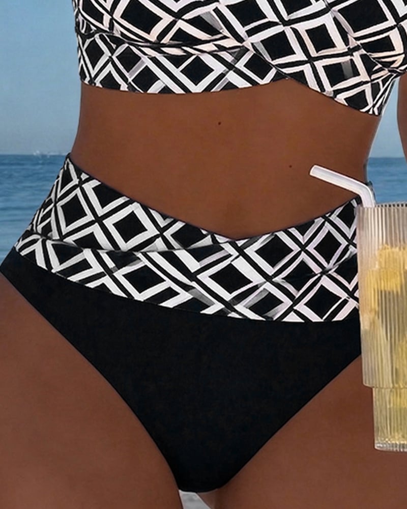 Bikini Divdažni avec Découpe et Motif Diamant