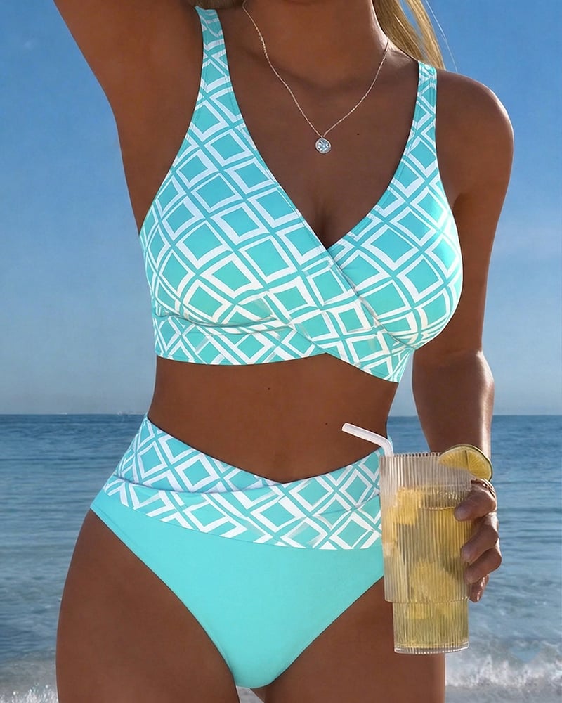 Bikini Divdažni avec Découpe et Motif Diamant