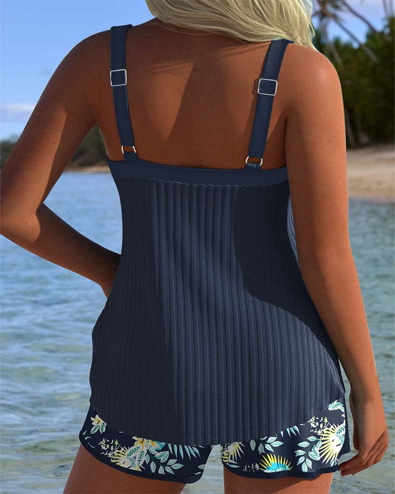 Laluna® | Tankini Rayé avec Culottes de Plage Bicolores