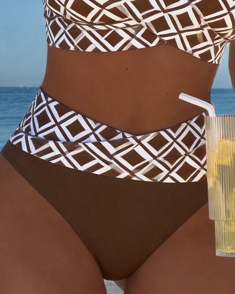 Bikini Divdažni avec Découpe et Motif Diamant
