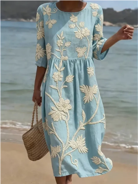 Kelsey | Robe Midi Élégante à Imprimé Floral
